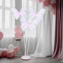 Havawish 5.2ft Giant Butterfly Decoration Huge Artificial Gauze Butterfly with Standing Base for Wedding Church Party Birthday Home Garden Backdrop Decorations(Pink,3 Pcs)