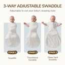 Swaddles for Newborns, Safe Sleep Swaddle Sack with Mesh Design, Breathable 100% Cotton Sleepsack New-Parent-Friendly 3-6 Month, 3-Way Adjustable Transitional Swaddle, Grey, M