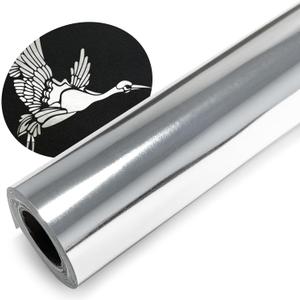 Metallic Foil HTV Vinyl Roll - 12" x 5ft Silver Chrome Iron on Vinyl for Cricut or Silhouette Cameo Cutter Machines, Easy to Cut & Weed DIY Heat Press Design for T-Shirts Fabric (Sliver)