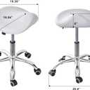 Ergonomic Saddle Rolling Stool for Salon Office Bar Tattoo Lash Tech Manicure Kitchen Hygienic Home Eyelash Artist Spa Metal Stool with Wheels Adjustable Seat Chair,White