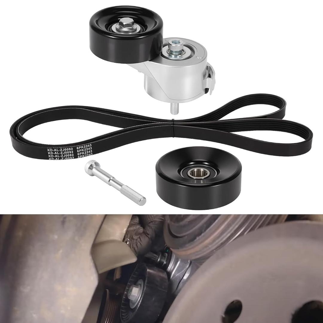 Engine Serpentine Belt Tensioner Bolt Idler Pulley Drive Kit Fit for Ford Ranger, for Mazda B3000, OHV V6 3.0L, 1997 1998 1999 2000 2001 2002 2003 2004 2005 2006 - Replace 38385 38001 6PK2243