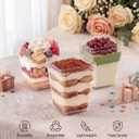 WERTIOO 50 Pack 5 oz Clear Plastic Dessert Cups with Lids and Spoons - Disposable Parfait Bowls for Yogurt, Pudding,or Wedding Favors,Birthday Parties,Valentine's Day(50 Cups,50 Lids,50 Spoons)