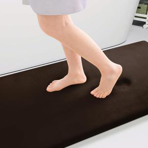 Smiry Memory Foam Bath Mat 59"x34", Extra Soft and Absorbent Bathroom Mats, Non Slip Washable Carpet for Floor, Shower and Tub, Brown