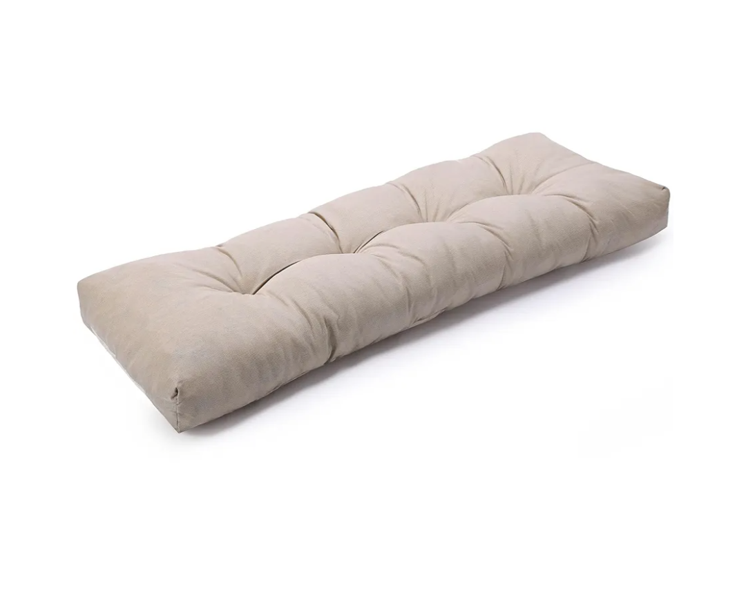 SUNROX LokGrip Non Slip Tufted Memory Foam Bench Cushion, FadeShield Water Resistant Durable Thicken Outdoor/Indoor Bench Seat Pads 51x16x4 inch, Husk Birch