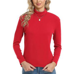 CUNYI Women's Turtleneck Shirt Long Sleeve Mock Tee Cotton Tops for Women