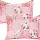 Floral Printed Pillow Covers 2 Pack,Super Soft Envelope Closure Pillow Sets,No Insert,Decorative Quilted Pillow Shams for Bed Couch Sofa(Standard Size,20"x26")