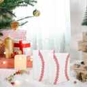 2 x STOBOK 12Pcs Baseball Party Favor Bags White Paper Bags with Handles for Sports Themed Birthday Party, Team Celebrations, Baby Shower, Snacks, Gifts, and Treats Storage