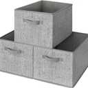GRANNY SAYS Closet Storage Bins, Storage Baskets for Organizing, Fabric Storage Bins with Handles, Clothing Storage Containers for Organization Wardrobe, Gray, Large, 3-Pack