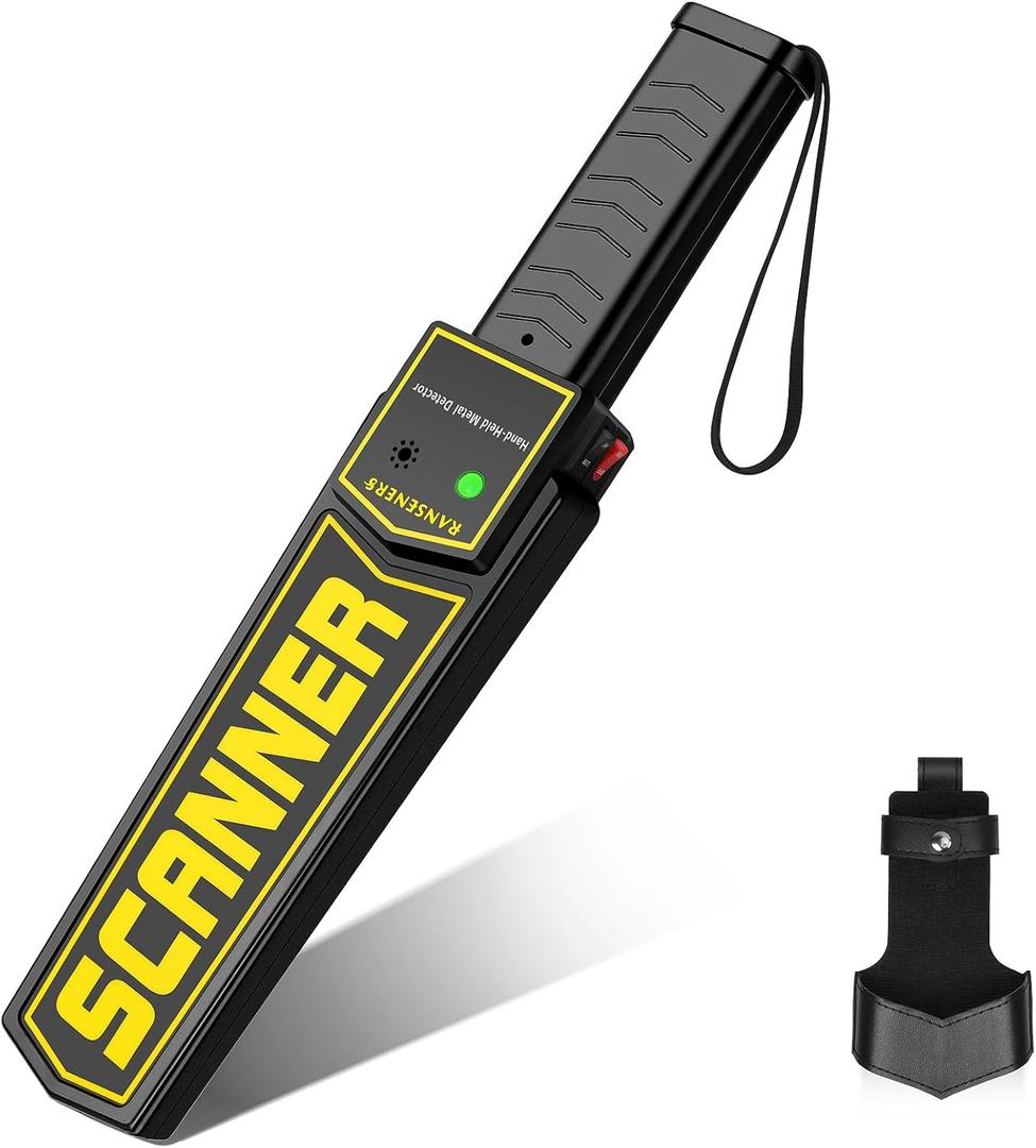RANSENERS Metal Detector Wand,Security Wand,Portable Adjustable Sound & Vibration Alerts, Detects Weapons Knivers Screw (High Sensitivity, Black)