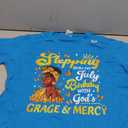 Stepping Into My July Birthday Afro Woman Religious Bday T-Shirt L (Light Blue)