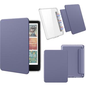 Magnetic Detachable Case for All-New 7" Kindle Paperwhite 12th Gen 2024 and Kindle Colorsoft Signature Edition, Light PU Leather Cover Case with Auto Wake/Sleep, Lavender Purple
