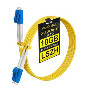 OS2 Single Mode LC to LC Fiber Patch Cable 10m / 30FT, LC-LC Singlemode Fiber Patch Cable, OD 3.0mm UPC/UPC - 9/125um LZSH 100G Pure Optical Jumper Cord Yellow OS2 Single Mode LC to LC Fiber Patch Cable 10m / 30FT, LC-LC Singlemode Fiber Patch Cable, OD 3.0mm UPC/UPC - 9/125um LZSH 100G Pure Optical Jumper Cord Yellow