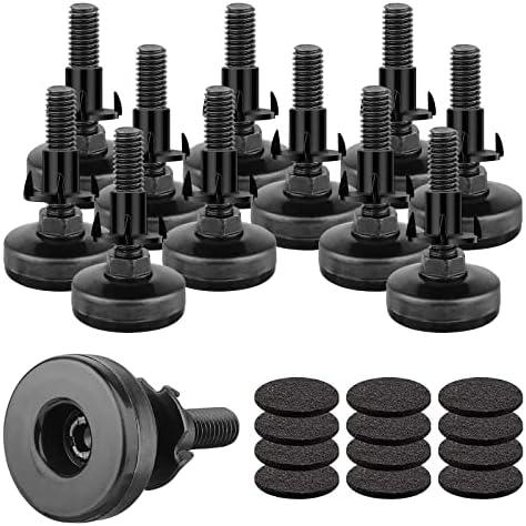 Heavy Duty Leg Levelers 3/8''-16 Thread, 18 Pcs Adjustable Leveling Feet Furniture Levelers Screw on with Threaded Inserts for Tables Chairs Cabinets Sofa, Support 3960LBs- Large Base, Black
