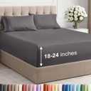 Extra Deep King Sheet Set - 4 Piece Breathable & Cooling Bed Sheets - Easily Fits 18 to 24 inch Mattress - Ultra Soft, Wrinkle & Fade Free with Extra Deep Pockets - Hotel Luxury Bedding - Dark Grey