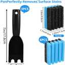 6-Pack Cleaning Sponge 12207 and 3-Pack Grill Scraper for George Foreman Grill, Kitchen Sponges and Scraper Compatible with Most Other Indoor & Outdoor Grills with Grooves and Sandwich Makers