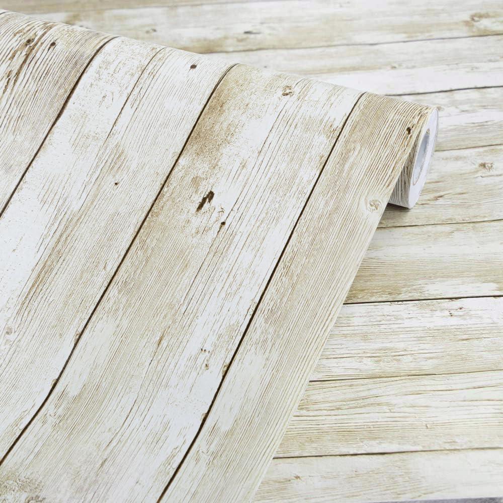 Wood Wallpaper 17.71" X 1003.9" Self-Adhesive Removable Peel and Stick Wallpaper Decorative Wall Covering Vintage Wood Panel Interior Film Wallpaper