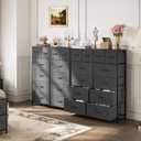 WLIVE Tall Dresser for Bedroom with 12 Drawers, Chests of Drawers, Fabric Dressers for Closet, Living Room, Storage Dresser Organizer with Wood Top, Steel Frame, Dark Grey