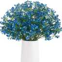 BOMAROLAN Artificial Baby Breath Flowers Fake Gypsophila Bouquets 12 Pcs Fake Real Touch Flowers for Wedding Decor DIY Home Party (Dark Blue)