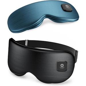 Heated Eye Mask - Cordless Eye Mask for Dry Eyes, Eye Relief, Improved Sleep, Washable Eye Heating pad for Travel and with Replaceable Shell (Black)