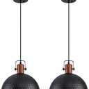 12 Inch Black Pendant Lights Hammered Matte Pendant Lights for Kitchen Island Industrial Farmhouse Adjustable Height Dome Hanging Light Fixtures for Barn, Dining Room 2 Packs