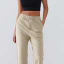 Women's Mid Rise Ankle Pants Golf Pants Women with Pockets Lightweight Activewear Lounge Pants (XX-Large, Ivory)