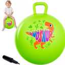 ZOOJOY Hopper Ball for Kids, 18In Bouncy Ball with Handle, Inflatable Green Dinosaur Boys Toys with Pump, Indoor Outdoor Hopping Gifts for Boys Girls 3 4 5 6 7 8