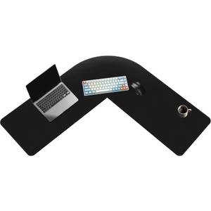 ZORESYN L Shaped Desk Mat 39.4"(L) x 39.4"(S) x 13"(W), Computer Corner Desk Pad, Large Waterproof PU Leather Mouse pad for Corner Desk, Writing Desk Pad Protector - Black