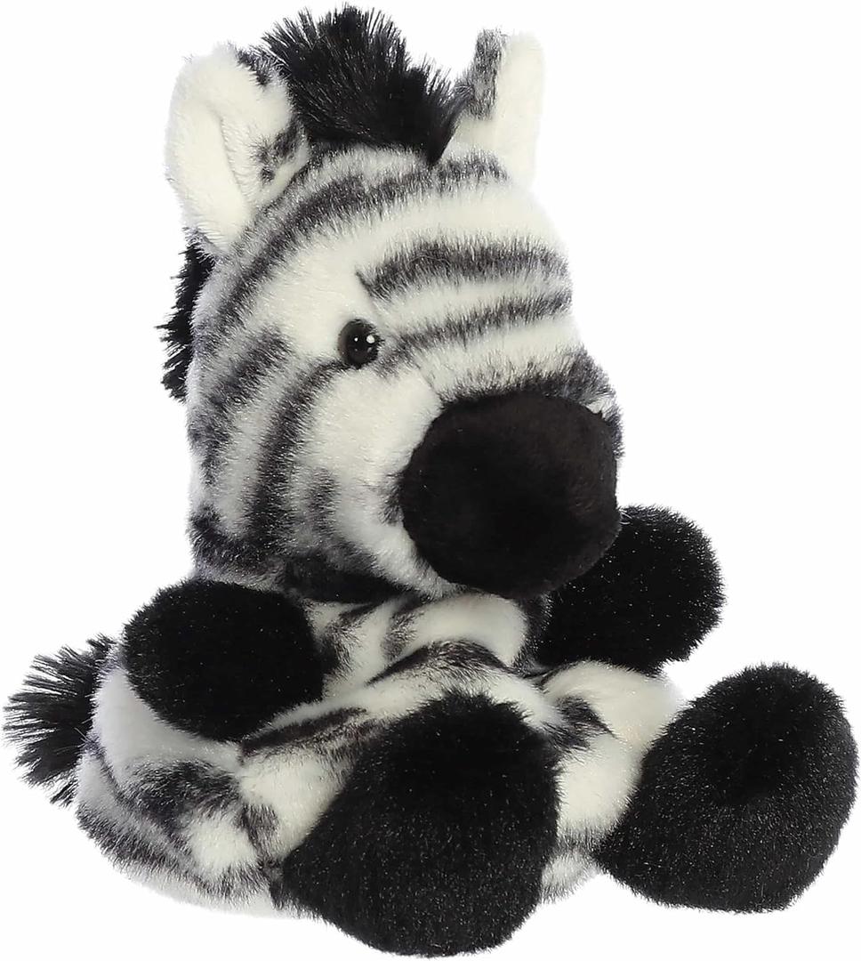 Aurora Adorable Palm Pals Grvy Zebra Stuffed Animal - Fun Collectible Plush for Kids and Adult Collectors - Perfect for Decorating Rooms and Birthday Gifts - White 4 Inches
