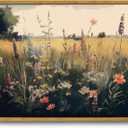 KISSFOX Vintage Wildflower Field Canvas Wall Art Spring Farmhouse Landscape Floral Framed Wall Art Rustic Cottagecore Colorful Botanical Art Prints Artwork For Living Room Bedroom Kitchen (8x10 in)