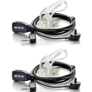 Retevis Walkie Talkie Earpiece with Mic, Comfortable Acoustic Tube, for RT22 RT68 RT21 H-777 RT86A, Compatible with Kenwood, Baofeng BF-888S/BF-T26, Pxton Walkie Talkies, Surveillance Headset(2 Pack)