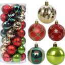 ROSELEAF 30ct 2.36" Shatterproof Christmas Tree Ornaments - Red, Green, Gold Plastic Hanging Balls - Christmas, Wedding And Engagement Occasion