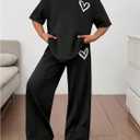 SOLY HUX Girl's Sweatsuit Short Sleeve T Shirts and Sweatpants Streetwear Summer Clothes 2 Piece, 8Y