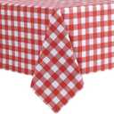 sancua Checkered Vinyl Rectangle Tablecloth - 54 x 78 Inch - 100% Waterproof Oil Proof Spill Proof PVC Table Cloth, Wipe Clean Table Cover for Dining Tables, Buffet Parties and Camping, Red and White