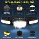 Headlamp Rechargeable 3Pack, 230Wide Beam COB & 60 Super Birght LED Head Lamp with White Red Light, 7Mode Head Lights for Forehead with Motion Sensor, Headlamps for Adults Camping Running Hiking