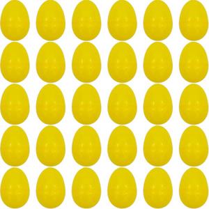 Plastic Easter Eggs for Holiday Decorations and Celebrations, 30 Pcs (Yellow)