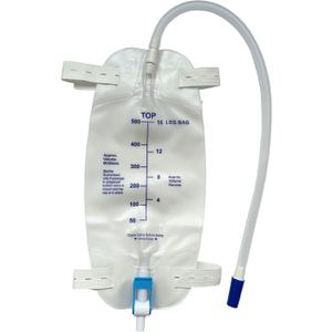 3 Pack Easy-Tap Leg Bag Urinary Drainage Bag, 500 ML with 3 18 Tubing, Anti-Reflux Valve, Cloth Straps Easy Flip Drain