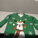 Women's Ugly Christmas V Neck Oversize Sweater Dress Long Sleeve Loose Holiday Knit Xmas Mini Dress. (Medium, Green)