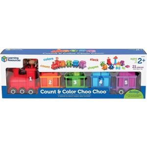 Learning Resources Count & Color Choo Choo, Interactive Train Learning Toy, 21 Pieces, Ages 2+, Small