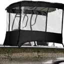 Universal T-TOP Enclosure, Boat Console Spray Shield, Clear Spray Curtain for T-TOP Center Console Black Fits Boat Width 6.9-7.5FT (M)