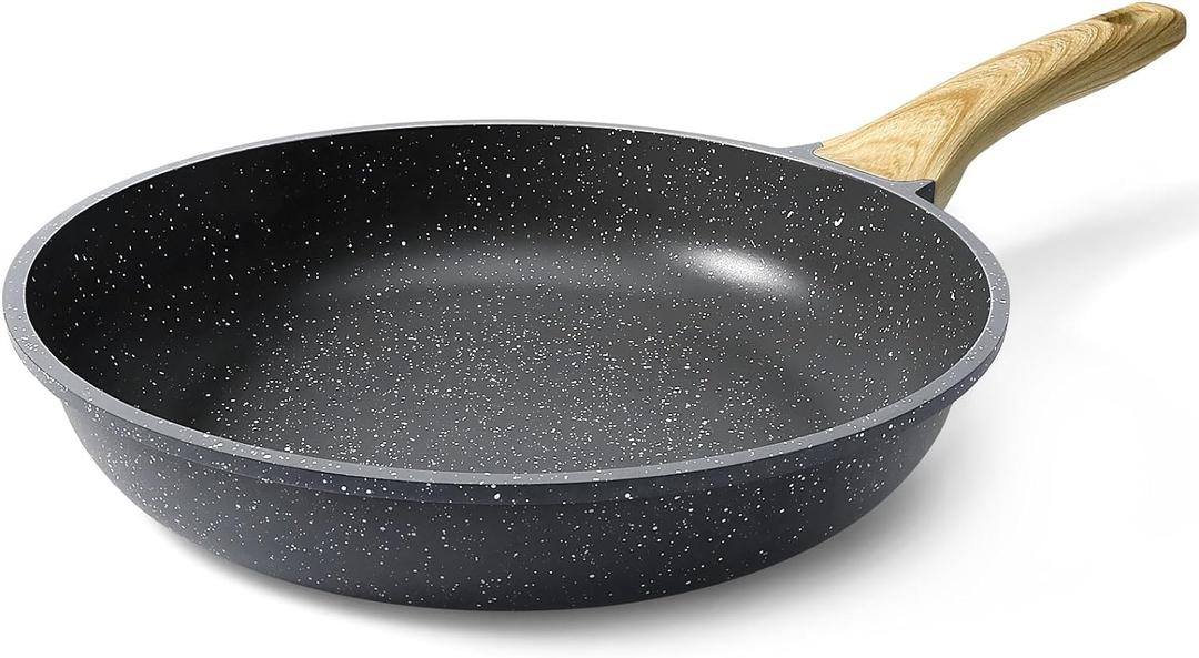 GiPP Nonstick Frying Pan Skillet - 9.5" Grey Granite Non Stick Pans, Omelette Pan with Heat-Resistant Handle, Compatible with All Stovetops, PFOA Free (Gray)