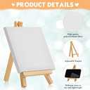 32 Pack 4 x 4 Inch Mini Canvases with Easel Sets for Painting Small Art Stretched Canvases Panels Pack with Wood Display Easel for Kids Classroom Crafts Operation Christmas Gifts Items
