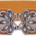 Womens Vintage Wide Elastic Stretch Waist Belt Retro Cinch Belt (Brown)