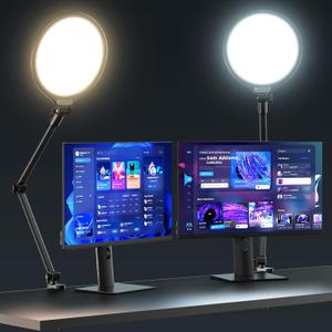 UBeesize 10" Key Light for Streaming, Desk Ring Light with Adjustable Arm, Zoom Lighting for Home Office, Gaming, Podcast, Video Calls, and Recording, Pack of 1 