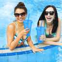 Hxezoc 16 Pieces Reusable Cups with Lids and Straws, 24 oz Glitter Plastic Tumbler Iced Coffee Cups Travel Mug Cup for Birthday Party, Smoothie Juices Beach Party, Bachelor Party (Blue)