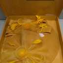 dressfan Wide Brim Fascinator Derby Hats for Women,20s Linen Detachable Flowers Big Fascinator Hat with Headband for Derby Church Wedding Tea Party,X38-Yellow