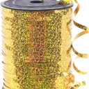 PartyWoo Gold Ribbon, 500 Yard Curling Ribbon for Crafts, Iridescent Crimped Ribbon, Shiny Ribbon for Gift Wrapping, Ribbon for Balloons String, Hair, Florist Flower (1 Roll)