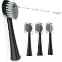 Replacement Brush Heads for Waterpik Sonic Fusion 2.0 - Flossing Toothbrush Head for Water pik with Color-Coded Rings & Hygienic Caps - 3 Pack Black Soft Bristles