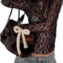 GORGLITTER Women's Floral Lace Sheer T Shirts Mesh Crew Neck Long Sleeve Going Out Tee Tops Size S