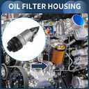 Engine Oil Filter Base Housing Assembly, Oil Filter Housing No.06E115405K for Audi A4 A5 A6 Upgraded Aluminum Alloy Silver Tone, 1 Pc