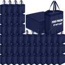 Windyun 200 Pcs Reusable Tote Bag Bulk 8 x 4 x 10 Inch Non Woven Shopping Bag with Handle Portable Grocery Bags Gift Tote for Merchandise Events Parties Boutiques Retail Stores (Navy Blue)